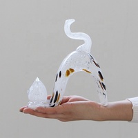 Sculptures de chats en verre soufflé à la main Bixuan, figurines félines étirées, queues courbées, motifs artistiques, décoration d'intérieur