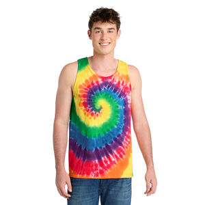 Débardeur Tie Dye Élégant pour Hommes Chemise Sans Manches Casual Design Spirale Vibrant Débardeur Fournisseur de Vêtements OEM/ODM - Product Image 1