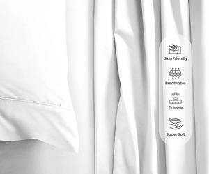 Ensemble de draps de lit 4 pièces en coton premium 200 fils, taille king, ultra doux, blanc, respirant, avec poches profondes - Product Image 4