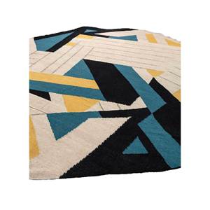 Checkers Gold Flat Weaves Wool <b>Rug</b> Handmade Modern Abstract Rectangle Design <b>Large</b> 9x12 for <b>Bedroom</b> Office Use High Quality - Product Image 2