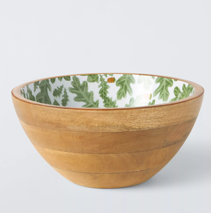 Modern Wood Salad <b>Bowl</b> <b>Enamel</b> Printed Sustainable Gifting Option 3-Pieces Set Wedding Party Dinner Salad <b>Bowl</b> - Product Image 5