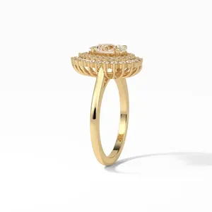 Direct Factory Supply 14K White Gold 0.94 Ct Pear Cut Moissanite Engagement <b>Ring</b> with Pave Setting GRA Certified <b>Indian</b> Exporter - Product Image 5