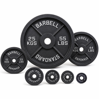 Plaques de musculation en fonte Pureflex 2,5-45 LB, équipement de musculation noir durable pour usage universel, logo personnalisable OEM