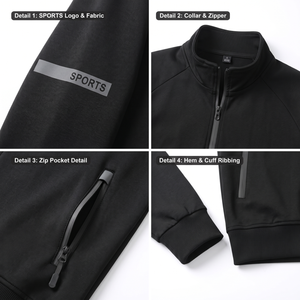Chaqueta Deportiva Personalizada para Hombre con Cierre Completo - Negra, Impermeable, Ligera, de Poliéster y Spandex, Anti-UV, con Cuello Alto - Product Image 4