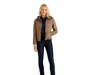 Veste matelassée à bulles pour femme, couleur marron unie, design personnalisé OEM, coque en nylon matelassée, rembourrage en polyester, respirante, fermeture éclair - Product Image 3