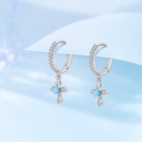 Sterling Silber Zirkon Kreuz Ohrstecker Kleines Blumendesign Schutzengel Mode-Schmuck Luxus Verlobungs-Accessoires