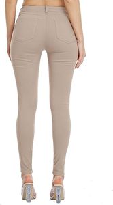 Mode féminine couleur unie taille moyenne Stretch déchiré jean grande taille décontracté été maigre Denim avec bouton décoration - Product Image 5