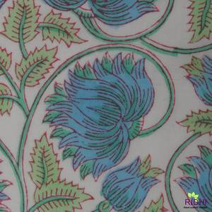 Vente en gros de tapis de décoration de table 100% coton bleuet bleu russe vert avec fleur imprimée en bloc pour la maison ou le bureau indien - Product Image 2