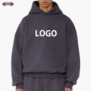 Sudadera con capucha recortada de moda en blanco para hombre, forro polar de algodón de alta calidad, ropa de calle Regular de ajuste, estampado personalizado, Invierno 300, teñido liso - Product Image 1