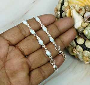 Wholesale Luxury 925 Sterling <b>Silver</b> Larimar Gemstone <b>Bracelet</b> Custom Oval Cut Women's Jewelry Trendy Wedding Gift for Mothers - Product Image 2