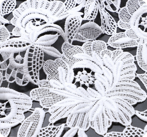 Tessuto in Pizzo Bianco di Lusso Traforato, Ricamo GUIPURE Idrosolubile in Poliestere/Cotone, per Abiti da Sposa/Festa Africani - Product Image 3