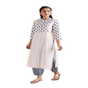 Robe Kurti en coton pour femme avec imprimé numérique, longueur cheville, coupe ample, tenue ethnique indienne traditionnelle, tenue décontractée pour adultes - Product Image 1