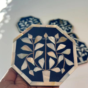 Premium Quality <b>Wood</b> and Mother of Pearl <b>Tea</b> Cup Coaster Unique Design Coaster <b>Set</b> for Wholesale Supplier Free Coasters - Product Image 1