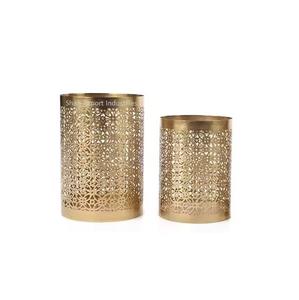 Bougeoir votif rond en métal de vente chaude avec la conception de travail coupée pour les décorations de mariages et d'événements de jardin à la maison - Product Image 1