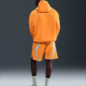 Sweat à capuche épais en molleton de coton pour homme, à fermeture éclair, épaules tombantes, sans cordon, design streetwear, broderie, automne, surdimensionné - Product Image 4