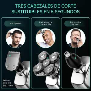 Afeitadora de Cabeza Impermeable IPX7 para Hombre con Cabezales Rotatorios, Recortadora de Vello Nasal Húmedo/Seco, Carga Tipo C para Afeitado Facial y Uso en RV - Product Image 6
