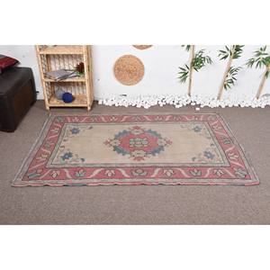 Alfombra de lana Vintage, diseño de retazos beige y rojo, área grande, rectángulo de 9X12, estilo clásico para entrada, pasillo, felpa, altura de pila de látex - Product Image 1