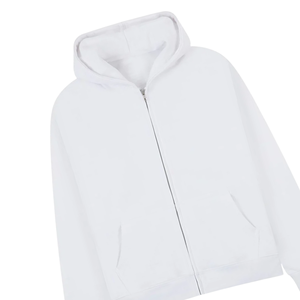 Sudadera con Capucha Blanca con Cierre, Unisex, de Algodón y Felpa, Informal, Lisa, con Cierre Completo, para Invierno, Proveedor Mayorista de Ropa Urbana - Product Image 5