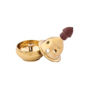 Akhand latón Diya pulido redondo diseño de manzana estatuilla religiosa para Puja y hogar templo decoración Pooja regalos Paquete de 1 - Product Image 1