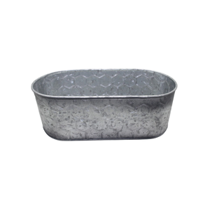 Juego decorativo de Hierro de 2 macetas de hierro de tamaño mediano con forma ovalada, macetas de Color oxidasa de humo para decoración de jardín y hogar - Product Image 1