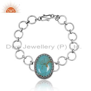 DWS Joyería Pulsera de plata esterlina oxidada con Kingman Turquesa 925 Pulsera de plata esterlina Proveedor de fabricación - Product Image 1