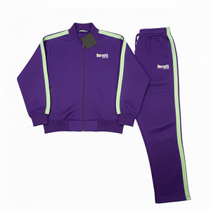 2025 Customized Wholesale Tracksuit Outfit Unisex Jogger Set with Striped <b>Zipper</b> <b>Jacket</b> Sportswear & Hip Hop Tracksuit Set - Product Image 1