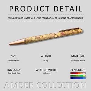 Stabilized <b>Wood</b> <b>Pen</b> Handmade Premium High Quality Signature <b>Pens</b> Ballpoint <b>Pen</b> 0.7 mm Amber Collection for Promotional Gifts - Product Image 2