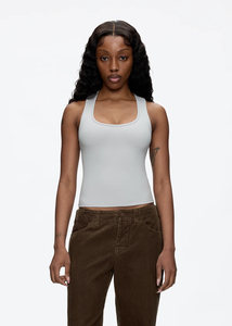 Tank Top cổ điển hình chữ x backless bé màu xanh và sương mù màu xám đa màu thoải mái đàn hồi eo chặt chẽ phù hợp với backless Top - Product Image 4