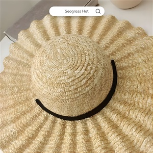 Sombrero de Paja para Mujer, Ala Ancha en Forma de Concha, 100% Natural, Protección Solar para Verano, Sombrero para Exteriores, OEM Personalizado Viettimecraft - Product Image 4