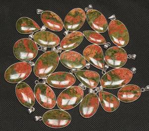 อัญมณีทรงรีสีเขียวเข้มธรรมชาติขัดมันหลวมจี้อัญมณี925ทึบชุบเงินเครื่องประดับแฟชั่น - Product Image 3