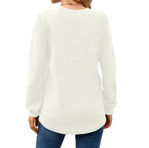 Casual Drop Shoulder Fleece Vente en gros 100% coton Pull surdimensionné Streetwear Brodé De Luxe Femmes Ras Du Cou Sweat - Product Image 5