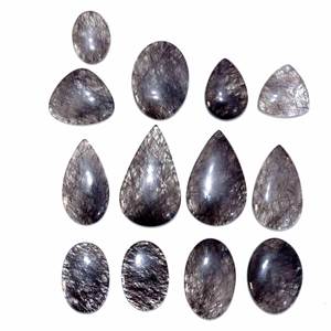 Venta al por mayor Lote de cabujones de cristal de rutilo negro natural Piedra preciosa de cuarzo suelta para la fabricación de joyas - Product Image 2