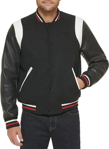 Vestes de baseball universitaire avec logo brodé personnalisé pour hommes Veste d'hiver Letterman Manches en cuir de fourrure de mouton Décoration à boutons - Product Image 4