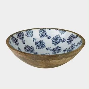 <b>Set</b> Of 2 Wooden Salad & <b>Soup</b> <b>Bowl</b> for Restaurants & Hotels Kitchenware Printed Design Elegant Food Serving <b>Bowls</b> - Product Image 3