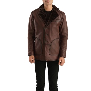 Abrigos de Cuero de Oveja Genuino de Manga Larga para Hombre, con Cuello Camisero y Cinturón, Chaquetas de Otoño para Hombre 2026 - Product Image 5