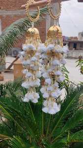 Joyería nupcial Punjabi tradicional flor blanca Kaleera Hathpool brazalete par para boda Haldi para accesorios de Metal de Ramadán - Product Image 3