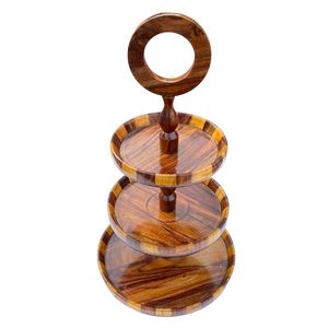 Hermoso Soporte de Madera Tradicional de 3 Niveles para Pasteles, Soporte Natural y Elegante para Pasteles de Boda y Cupcakes, Artesanía en Madera - Product Image 1
