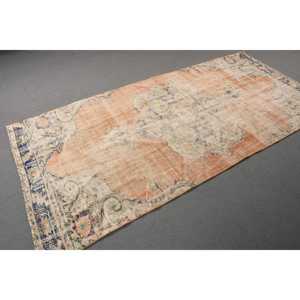 Turkish Area Rug 4.1x8.5 ft, Vintage <b>Brown</b> Oriental <b>Wool</b> Rug - Product Image 3