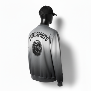 Sweat-shirt Sun Fade 330GSM en molleton de coton premium dégradé gris noir avec logo personnalisé imprimé en relief, personnalisation, sweat-shirts basiques - Product Image 2