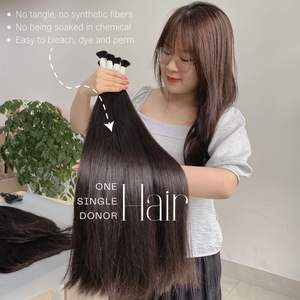 Extensions de cheveux vierges vietnamiennes 8-40 pouces longueur en vrac soie droite Remy cheveux faisceaux cuticule aligné naturel noir gratuit - Product Image 1