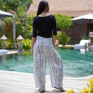 Pantalon ample taille haute jambe large printemps OEM avec logo pour femmes taille XS pantalon long décontracté pour femmes vente en gros - Product Image 3