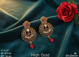 Elegantes pendientes tradicionales de Polki de 6,5 cm y 23gm, perfectos para ropa de novia, bodas y trajes étnicos - Product Image 5