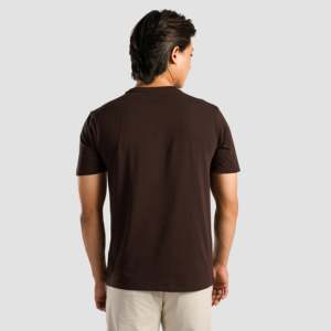 T-shirt basique 100 % coton (marron) respirant, coupe vintage ajustée ou oversize, motif uni, logo, tissu jersey tricoté 300 grammes - Product Image 2