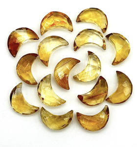Piedras preciosas sueltas de color amarillo y naranja con certificación IGI para noviembre, fabricante de Jaipur, citrino natural, media luna, corte facetado - Product Image 4