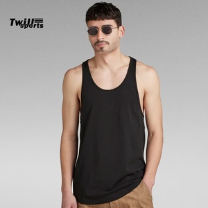 OEM Custom Logo High Quality <b>Men's</b> Workout Tank Tops Fashion <b>White</b> Black Cotton/Bamboo Fiber Breathable Quick Dry O-Neck - Product Image 2