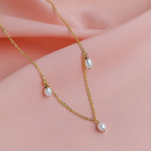 Dainty Pearl Design Handcrafted Charm <b>Necklace</b> Engagement Wedding Party Turkish <b>Handmade</b> 925 Sterling <b>Silver</b> Jewelry - Product Image 2