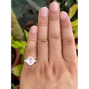 <b>925</b> <b>Silver</b> Rose Quartz Crystal <b>Ring</b> - Product Image 5