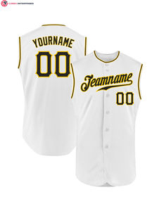 Camisetas de béisbol con logotipo de impresión por sublimación de alta calidad, camisetas de béisbol con cuello en V en blanco, camisetas sin mangas de béisbol con botones completos - Product Image 1