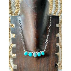 Collar de Barra de Plata de Ley y Turquesa de Lago Carico de Rick Enriquez, Joyería de Moda en Capas - Product Image 2