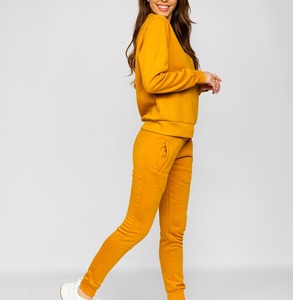 <b>Women's</b> Casual Custom Fitted Tracksuit Latest Design Solid <b>Pattern</b> French Terry Sweatshirt Sweatpants Vintage Decoration - Product Image 1